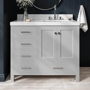 Cambridge 42 in. W x 22 in. D x 36.5 in. H Single Sink Freestanding Bath Vanity in Grey with Carrara Marble Top