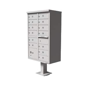 Vital 1570 13-Mailboxes 1-Parcel Locker 1-Outgoing Pedestal Mount Cluster Box Unit