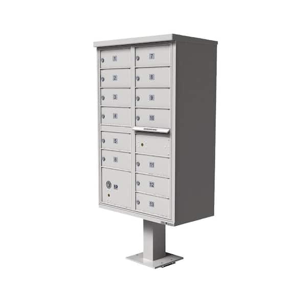 Florence Vital 1570 13-Mailboxes 1-Parcel Locker 1-Outgoing Pedestal Mount Cluster Box Unit