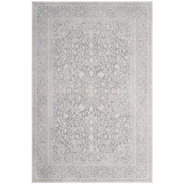 SAFAVIEH Reflection Light Gray/Cream 6 ft. x 9 ft. Distressed Floral Area Rug