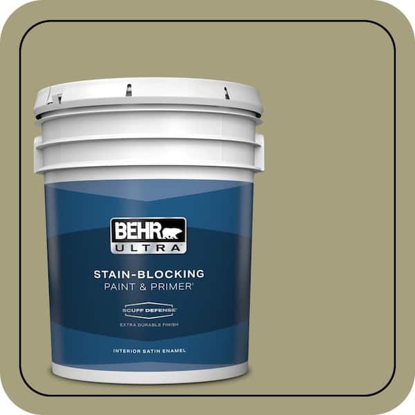 BEHR ULTRA 5 Gal. #S350-4A Dried Rosemary Extra Durable Satin Enamel Interior Paint and Primer