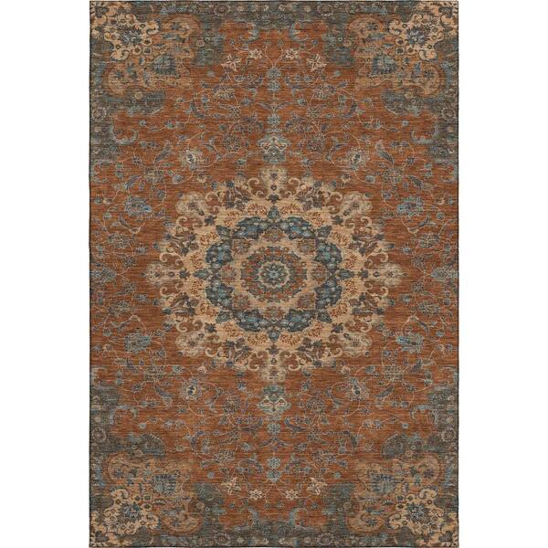 Mayfield Premium Machine Washable Abstract AMF2489 Paprika 8 ft. x 10 ft. Area Rug