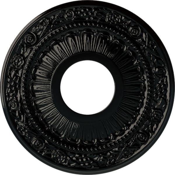 Ekena Millwork 7/8 in. x 12-1/8 in. x 12-1/8 in. Polyurethane Nadia Ceiling Medallion, Black Pearl