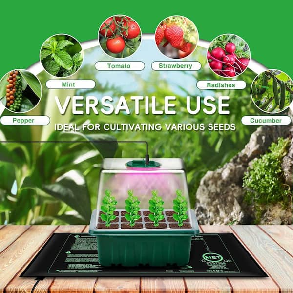Seed Starter Tray with Grow Light, 5 in. Humidity Dome, Heat Mat, Thicken Trays, Seedling Kit, 5-Pack