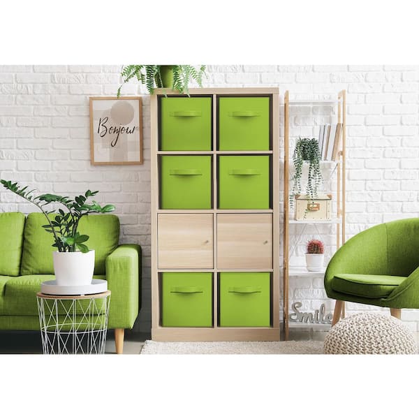 Sorbus Large Storage Cubes with Handles, Green 13 in. x 13 in. Fabric Decorative Basket (Set of 1) Clothes and Closet Organizer