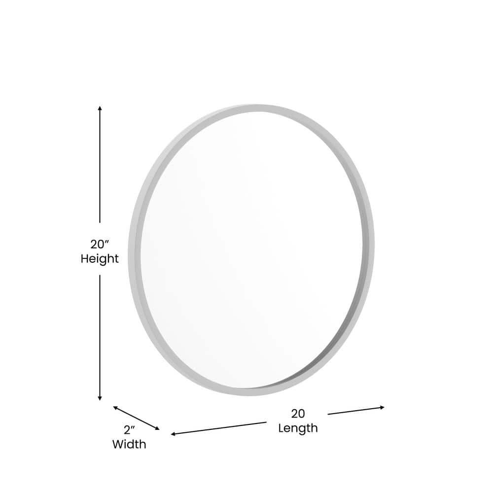 20" Round Silver Metal Wall Mirror