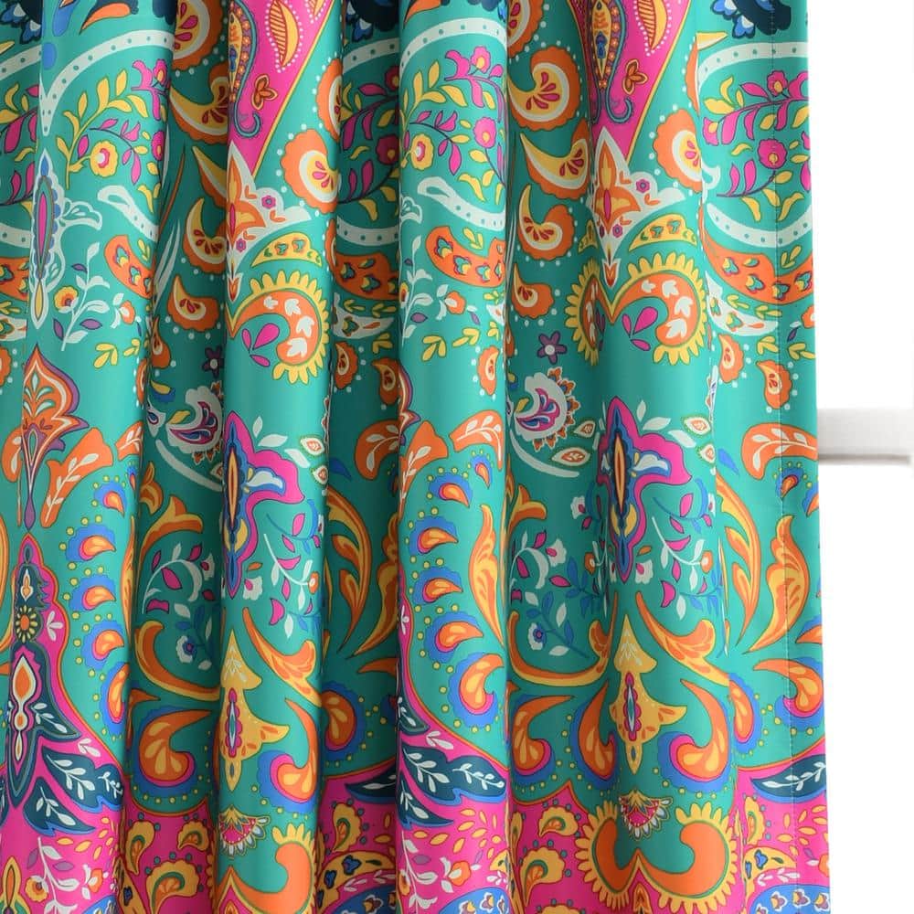 Boho Chic Navy Polyester Blackout Window Panels with Rod Pocket