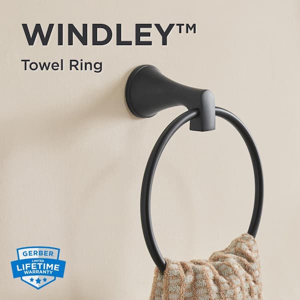 Windley Wall Mounted Towel Ring in Satin Black