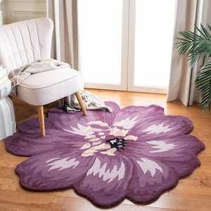 Novelty Lilac Doormat 3 ft. x 3 ft. Round Floral Area Rug