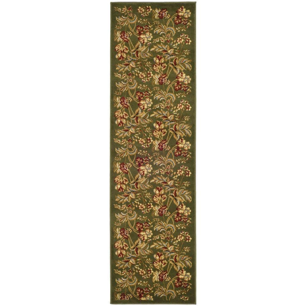 Lyndhurst Sage Floral Synthetic Runner Rug 2'3" x 8'