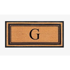 A1HC Markham Picture Frame Black/Beige 30 in. x 60 in. Coir and Rubber Flocked Large Outdoor Monogrammed G Door Mat