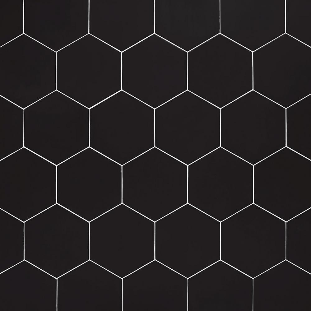 Master Hex 10" x 11" Matte Black Porcelain Tile