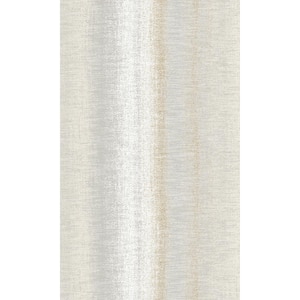 Natural Metallic Finish Woven Stripe Paste the Wall Double Roll Wallpaper 57 Sq. ft.