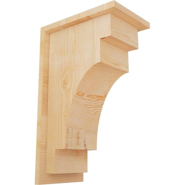 Ekena Millwork 8 in. x 12 in. x 20 in. Douglas Fir Mediterranean Rough Sawn Corbel with Backplate
