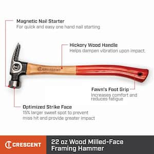 22 oz. Wood Milled-Face Framing Hammer
