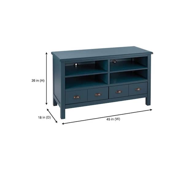Home Decorators Collection Whitehaven Charleston Teal Wood Tv Stand With Adjustable Shelves And Two Drawers 45 In W X 26 In H Skbr1 C The Home Depot