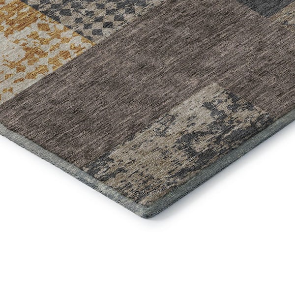 Mayfield Premium Machine Washable Abstract AMF941 Coffee 3 ft. x 4 ft. Area Rug