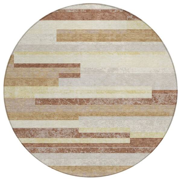 Chantille Machine Washable Indoor/Outdoor Abstract ACN3166 Cream 8 ft. x 8 ft. Round Rug