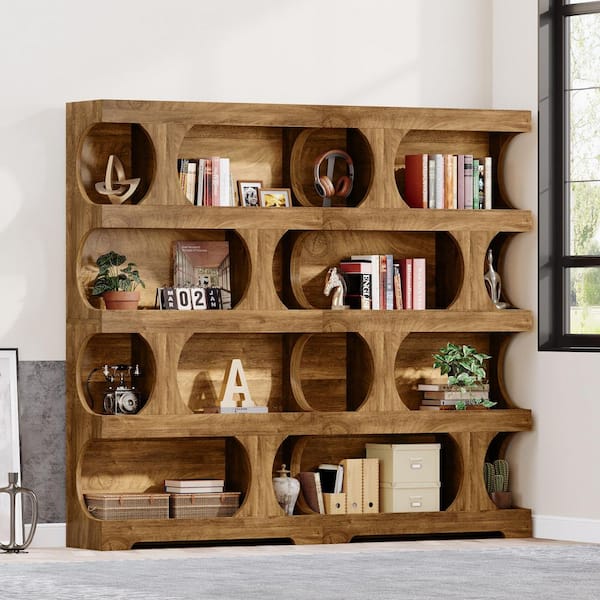 Standard Home Depot Racks BYBLIGHT Eulas 71.26 in. Tall Light Yellow Wood 4-Shelf Standard ...