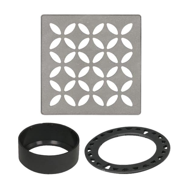 Kerdi-Drain 4 in. Stone Grey Floral Drain Grate
