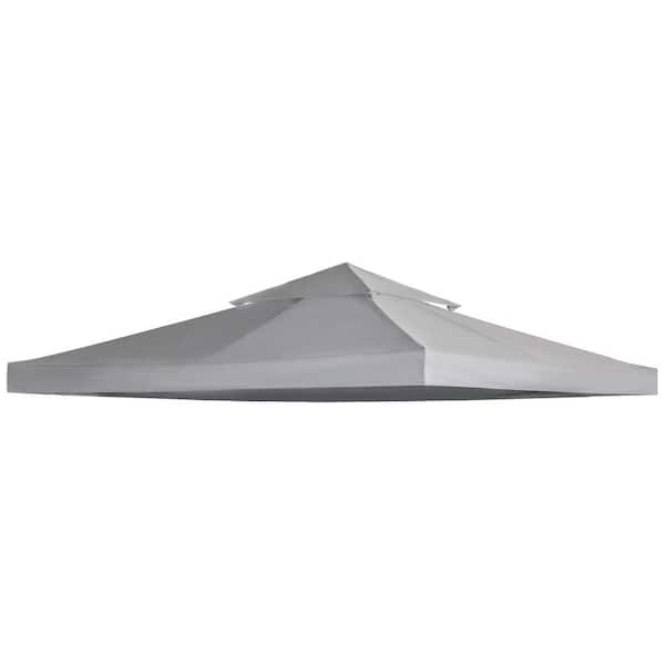 Unbranded 9.8 ft. x 9.8 ft. White Gazebo Replacement Canopy, 2-Tier Top UV Cover Roof Top Cover for Outdoor Gazebo (Top Only)