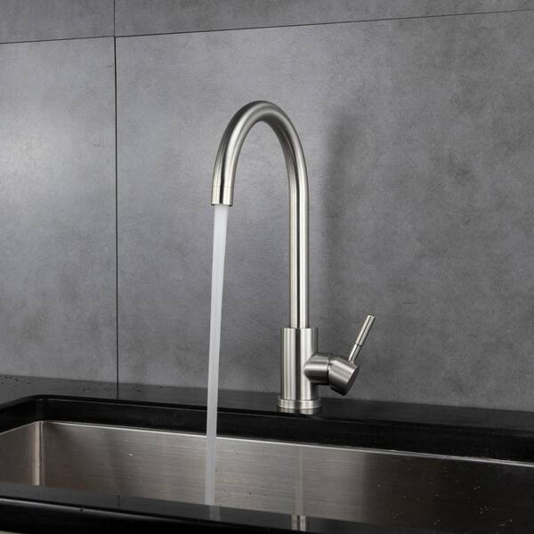 Kitchen Sink Brushed Faucet Stainless Steel Brushed Single Lever Hole Cold Water