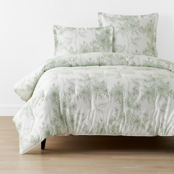 Company Cotton Spring Vine Light Sage Sateen Comforter