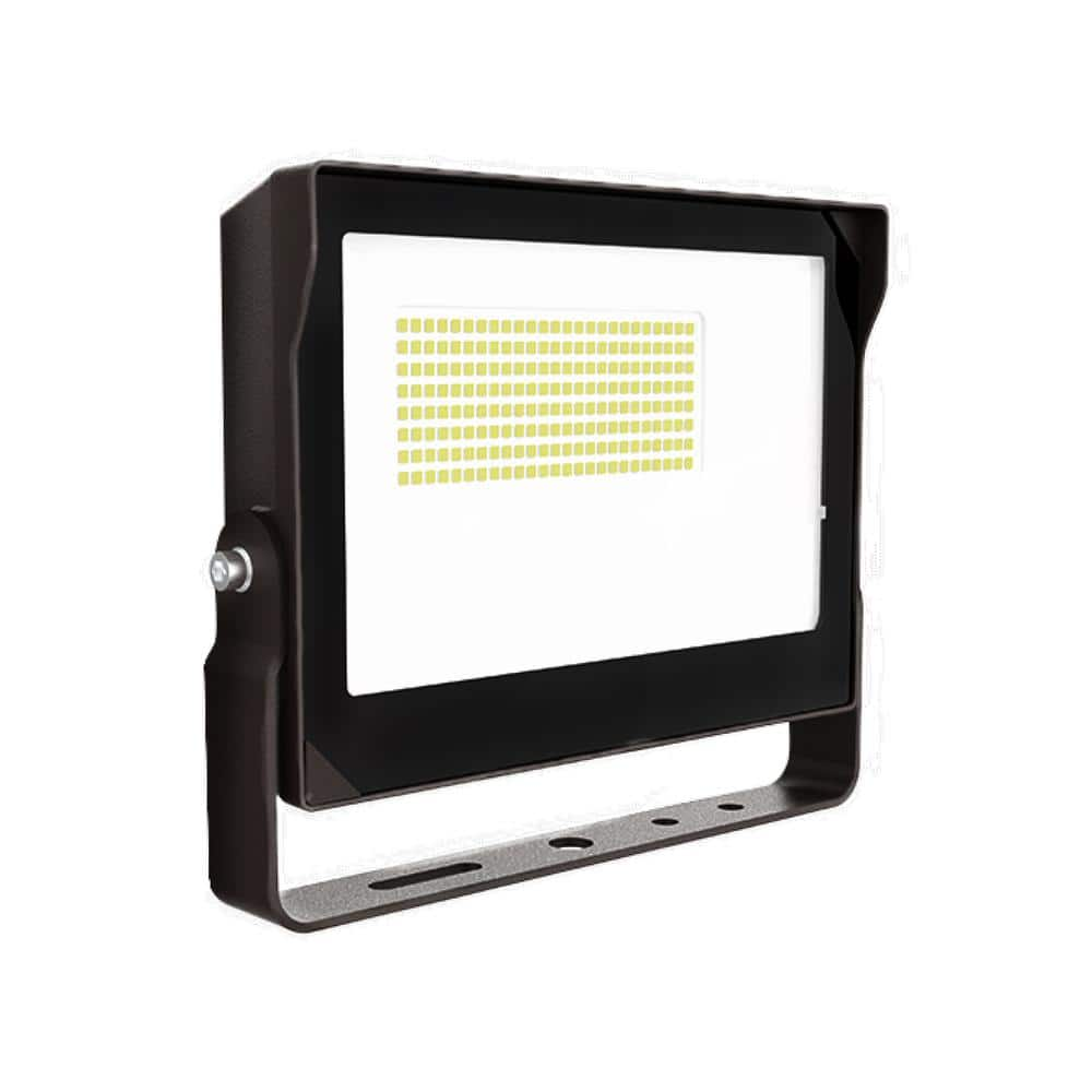 MEDINAH POWER 250-Watt Equivalent Integrated LED Outdoor Bronze Flood Light, 11000 Lumens, 4000K Bright white light, Dusk-to-Dawn