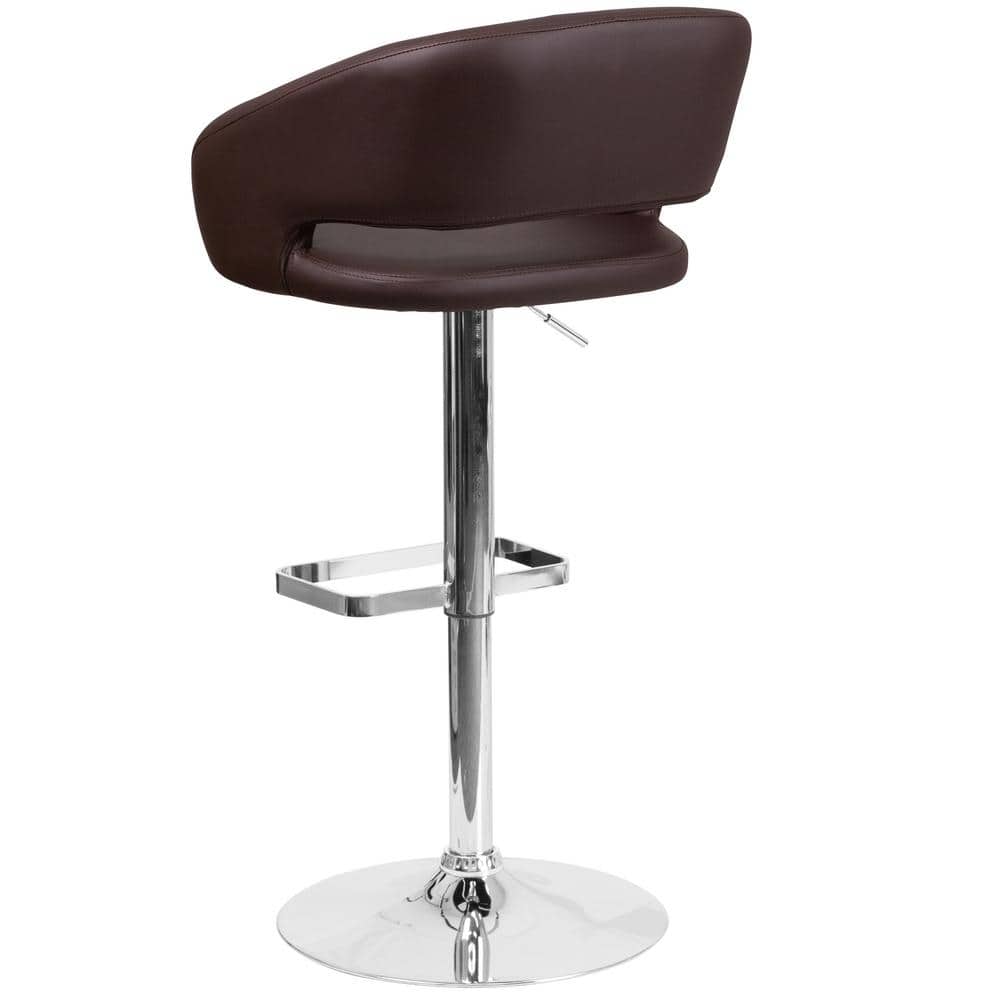 Erik Brown Vinyl Adjustable Swivel Barstool with Chrome Base