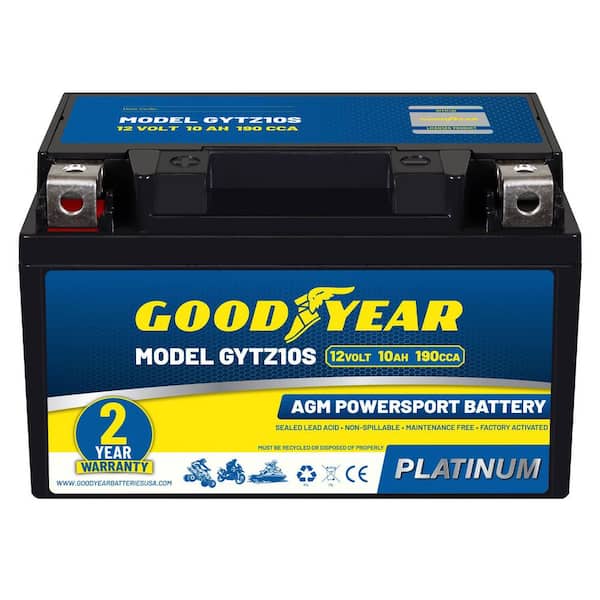 GYTZ10S-12-Volt 10 AH, 190 CCA, Rechargeable High-Performance, Maintenance Free, SLA AGM Battery for Motorcycle, ATV