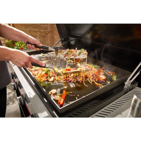 Slate Rust-Resistant Griddle 4-Burner Propane 36 in. Flat Top Grill in Black with Closed Cabinet and Grill Cover