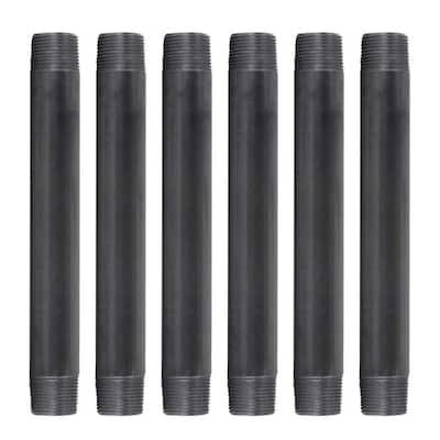 1 in. x 10 in. Black Industrial Steel Grey Plumbing Nipple (6-Pack)
