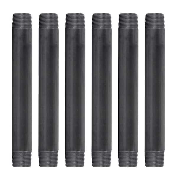 1 in. x 10 in. Black Industrial Steel Grey Plumbing Nipple (6-Pack)