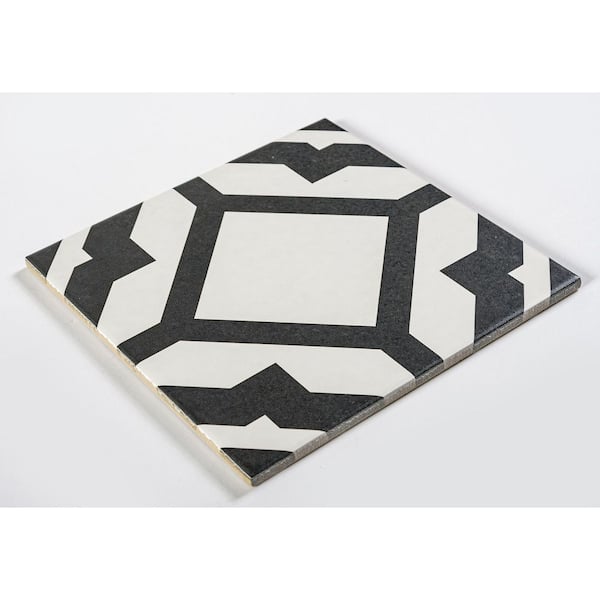Luv Enchanted Black/White 8 in. x 8 in. Smooth Matte Porcelain Floor and Wall Tile Sample