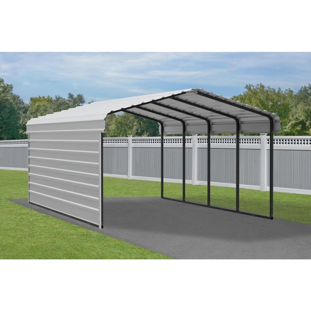 Eggshell 12' x 20' Galvanized Steel Carport Kit with Black Frame