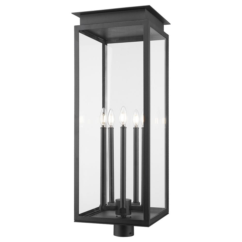 Nova 5 Light Black Aluminum Weather Resistant Outdoor Post Light Fixture wi