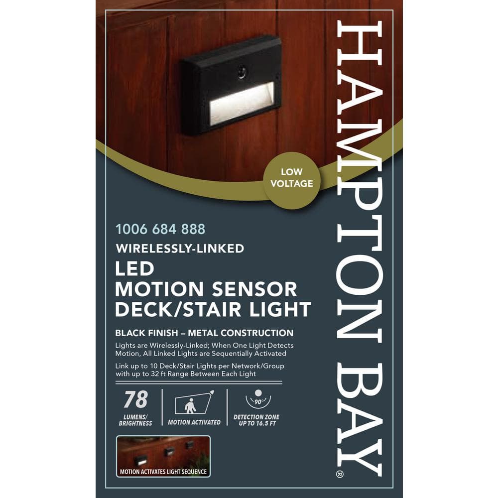 Millennium Black LED Motion Sensor Outdoor Stair Light with Frosted Lens