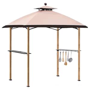 8 ft. x 5 ft. Cream Arc Double Top Grill Gazebo BBQ Tent with Heat-Transfer Printing Steel Frame
