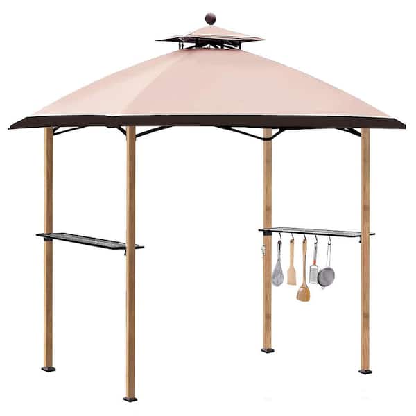 CoastShade 8 ft. x 5 ft. Cream Arc Double Top Grill Gazebo BBQ Tent with Heat-Transfer Printing Steel Frame