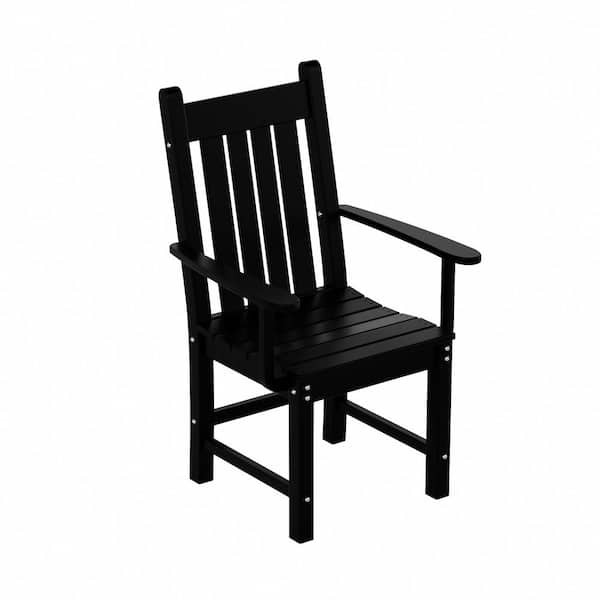WESTIN OUTDOOR Hayes HDPE Plastic All Weather Outdoor Patio Slat Back Dining Arm Chair in Black