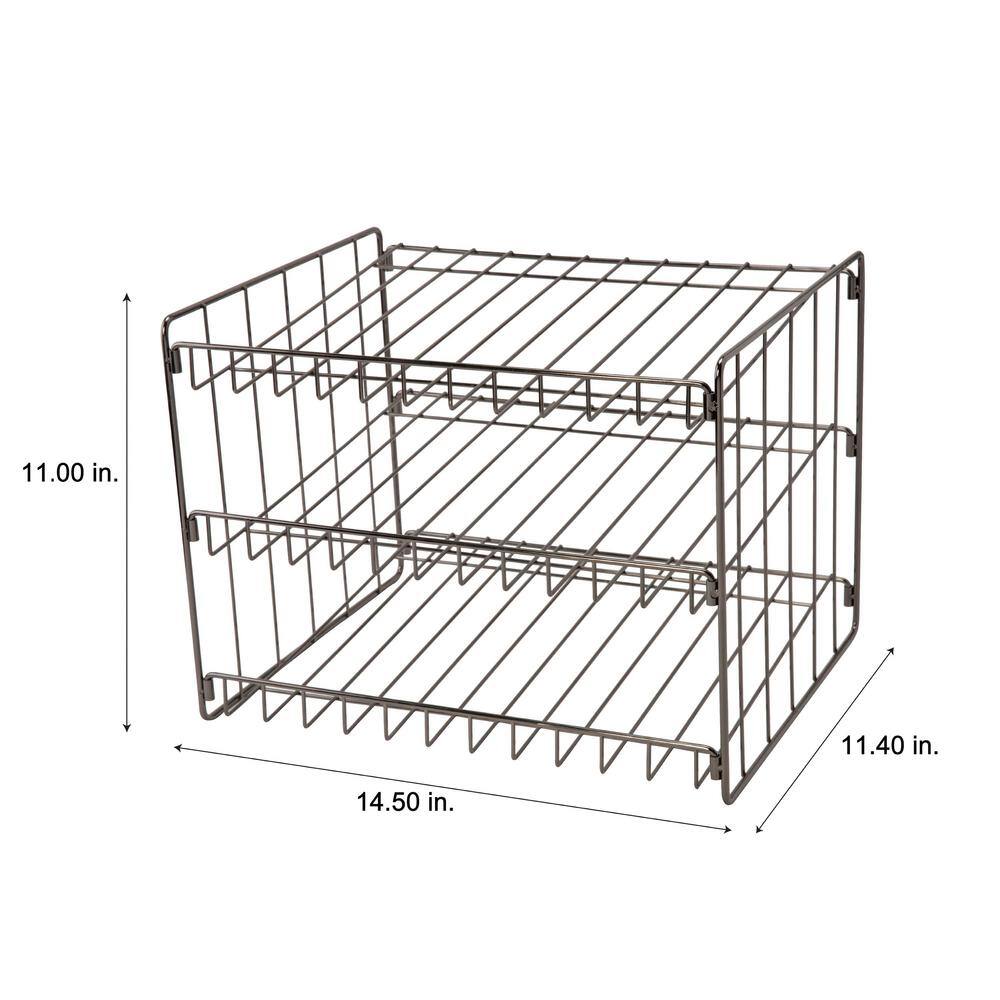 Black Steel 3-Tier Can Storage Organizer Rack