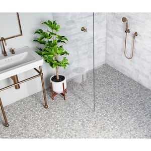 Fit Dove Grey 11 in. x 11 in. x 9.5 mm Indonesian Marble Mesh-Mounted Mosaic Tile (9.28 sq. ft./case)