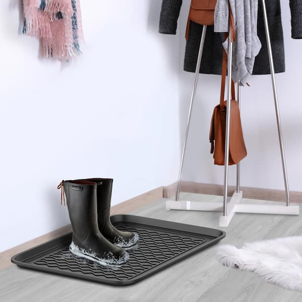 AmeriHome Rubber Boot Tray and Shoe Mat (Set of 2)