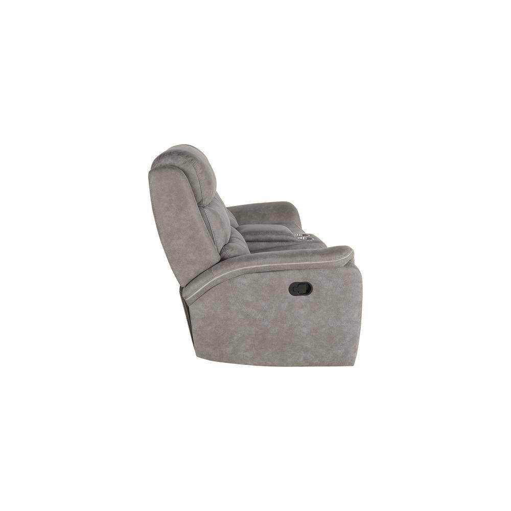 Kamari Gray Fabric Reclining Loveseat with Cup Holder