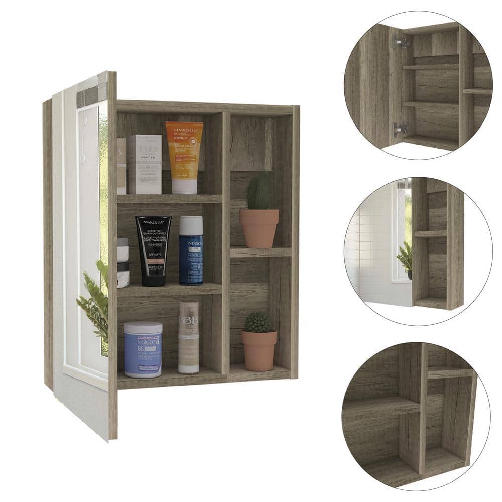 Oak 17.71 in. W x 19.56 in. H Rectangular Solid Wood Whirlwind 1-Shelf Medi