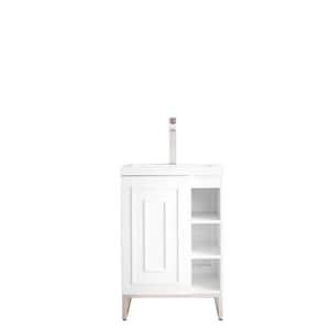 Alicante 23.6 in. W x 18.3 in. D x 35.5 in. H Bath Vanity in Glossy White with White Glossy Resin Top