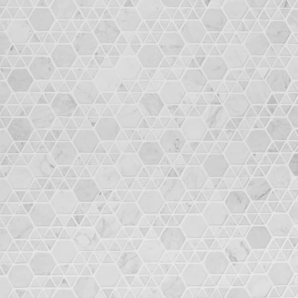 Koror White Carrara 11.73 in. x 12 in. Matte Marble Floor and Wall Mosaic Tile (0.97 sq. ft./Sheet)