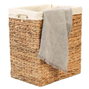 Handmade Rectangular Water Hyacinth Wicker Laundry Hamper with Lid Natural, Large