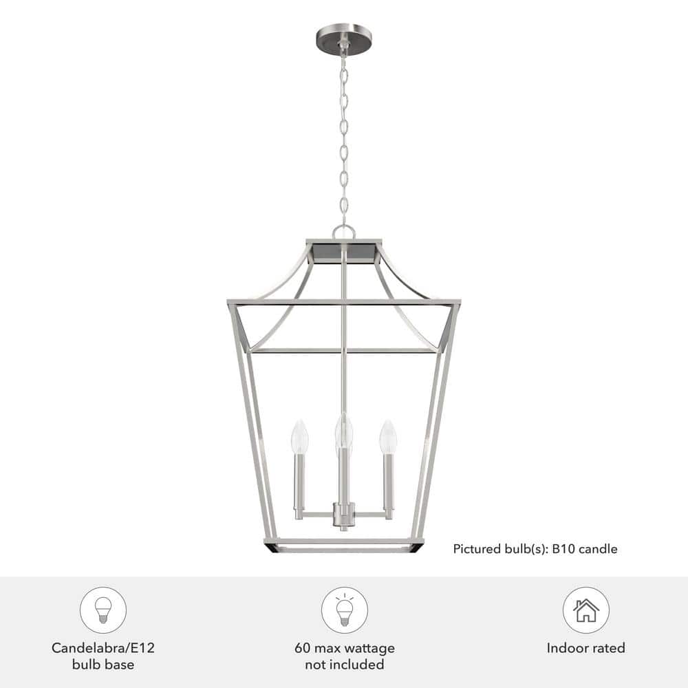 Laurel Ridge Brushed Nickel LED Lantern Pendant Light, 18.5"