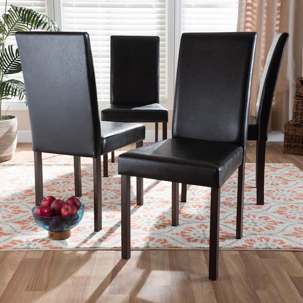 Andrew Dark Brown Faux Leather Upholstered Dining Chairs (Set of 2)